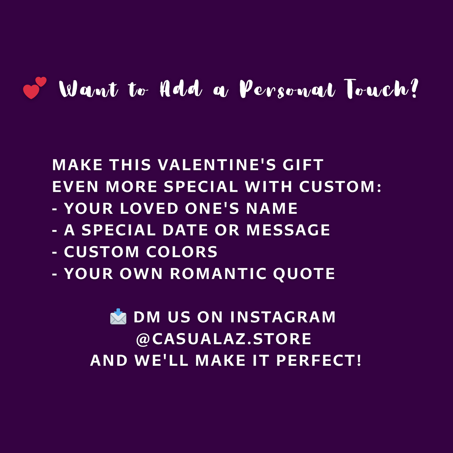 Valentine's Day gift customization options with handmade crochet rose bouquet and greeting card - personalize with names, dates, colors, or quotes